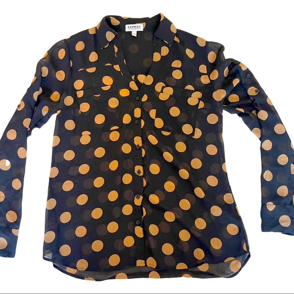 Express | Polka Dot Portofino Blouse | Size Small